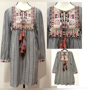 NWT Chelsea & Theodore women’s Boho Aztec Embroidery Bohemian Cotton Blend Small